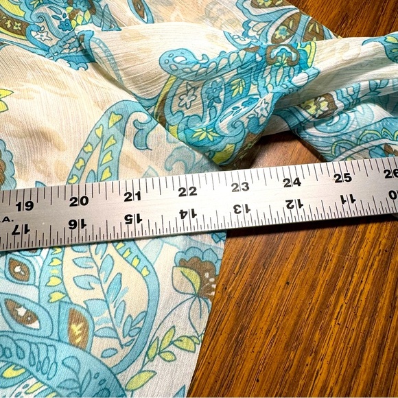 Alfred Dunner Women's Paisley Blouse - Blue and Green - Picture 8 of 9